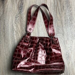 Sag Harbor Elegant Burgundy Croc-Embossed Bag
